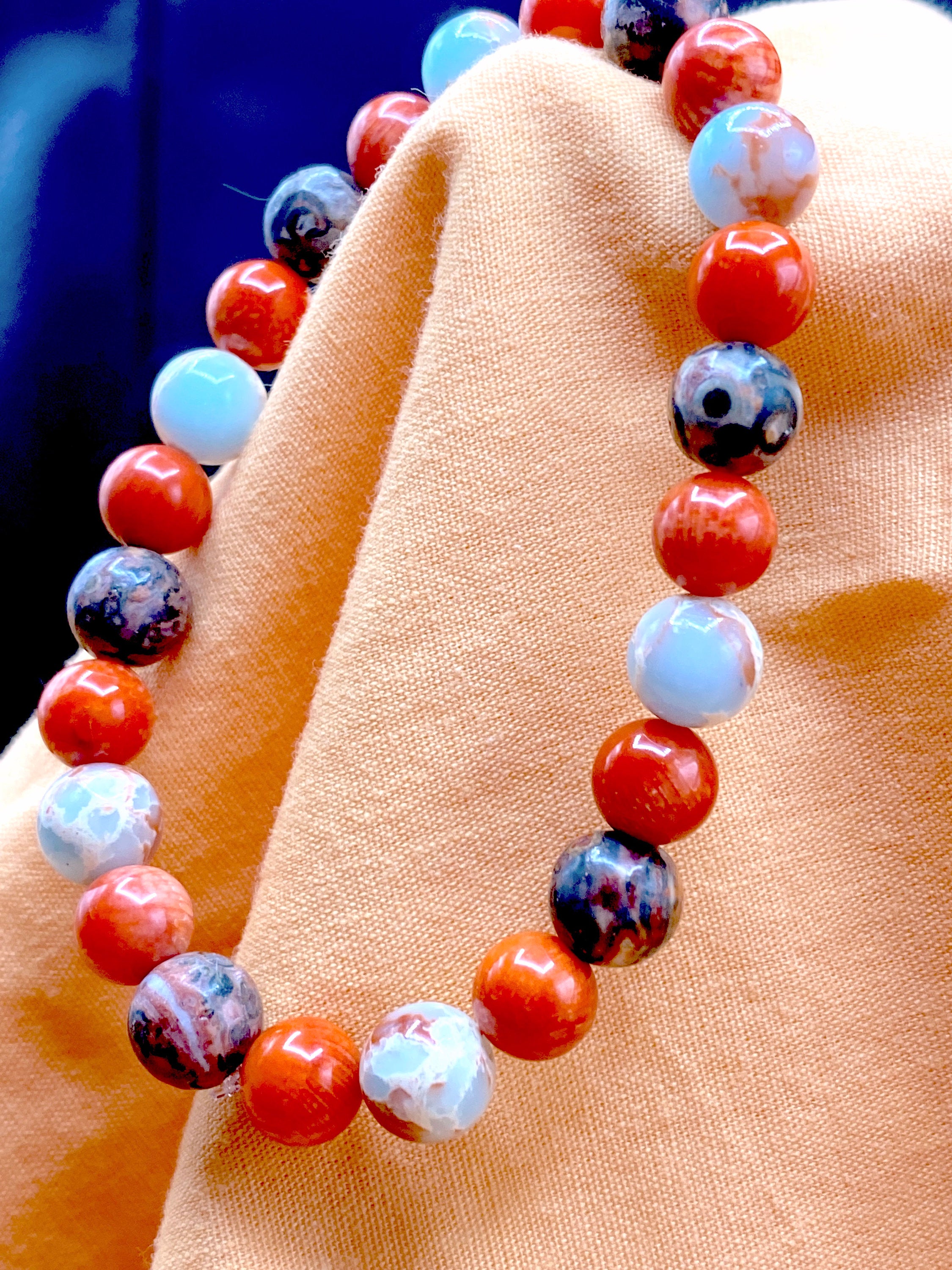 Crystal Energy Healing Reiki Bracelet | Imperial Jasper Coral Leopardskin Jasper - Mama’s Malas jewelry