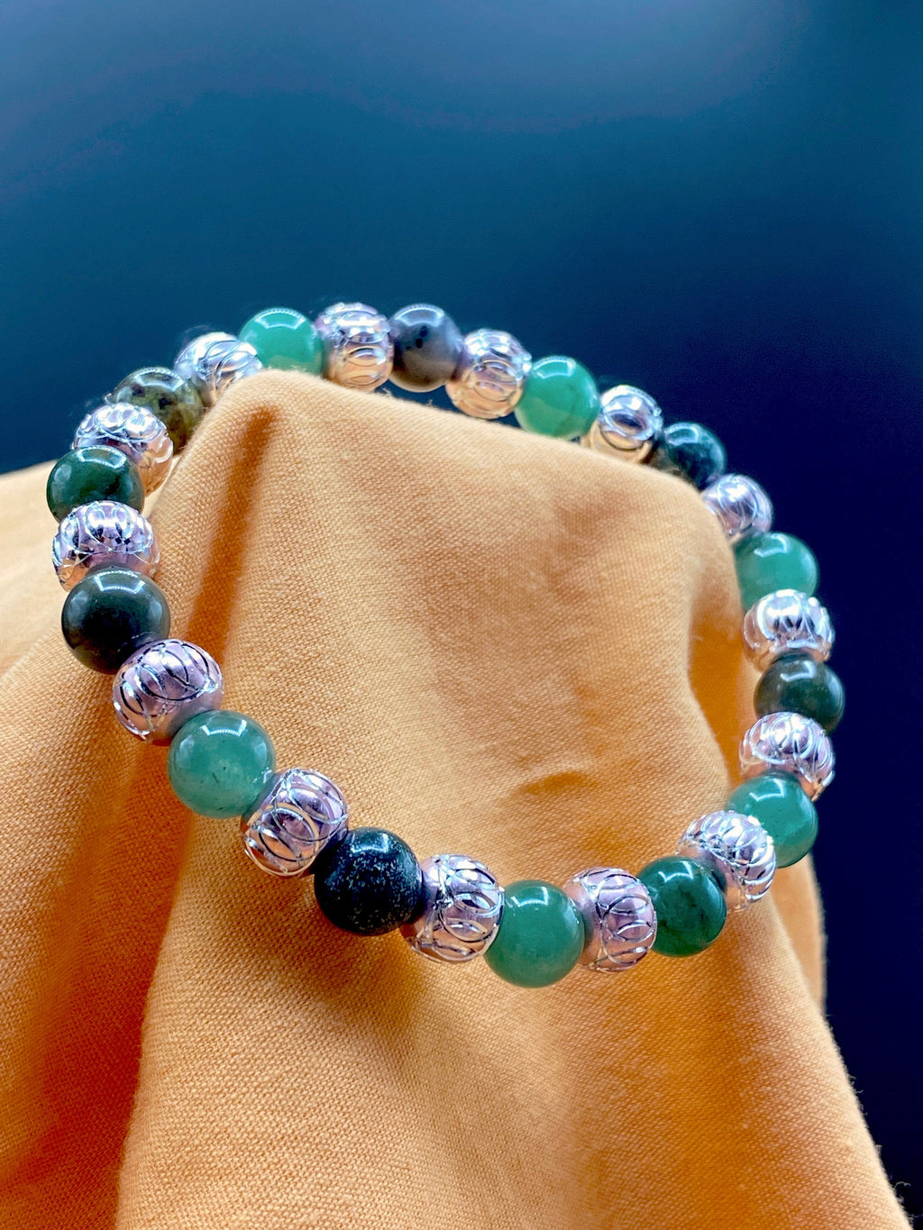 Energy Healing Crystal Stretch Bracelet | Green Aventurine Green Jasper - Mama’s Malas jewelry