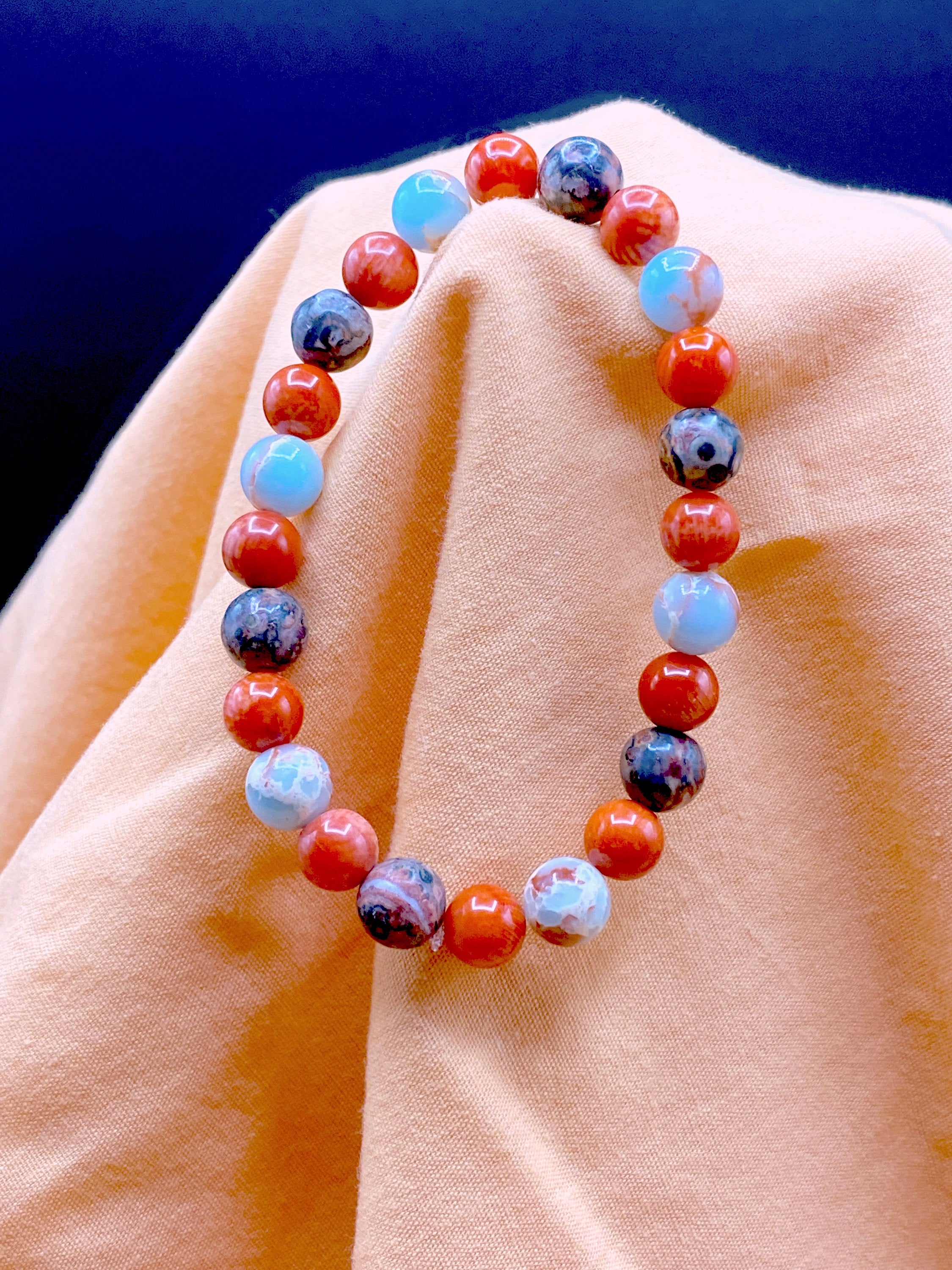 Crystal Energy Healing Reiki Bracelet | Imperial Jasper Coral Leopardskin Jasper - Mama’s Malas jewelry