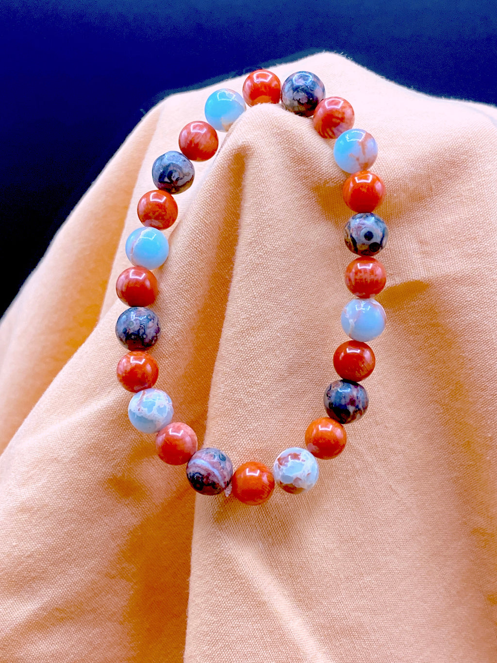 Crystal Energy Healing Reiki Bracelet | Imperial Jasper Coral Leopardskin Jasper - Mama’s Malas jewelry